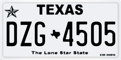 TX license plate DZG4505