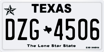 TX license plate DZG4506