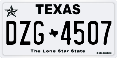 TX license plate DZG4507