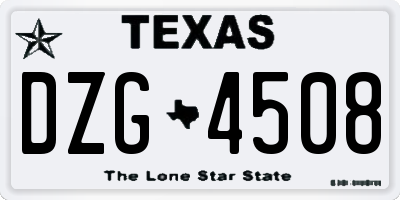 TX license plate DZG4508
