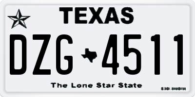 TX license plate DZG4511
