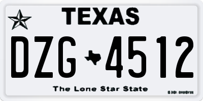 TX license plate DZG4512