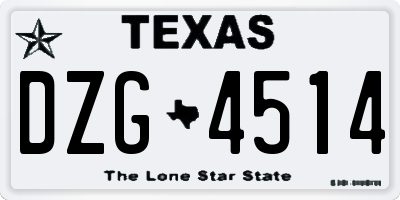 TX license plate DZG4514