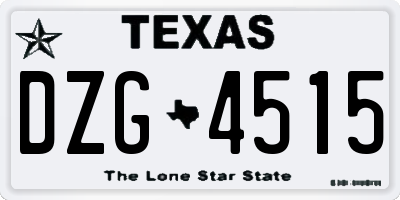 TX license plate DZG4515