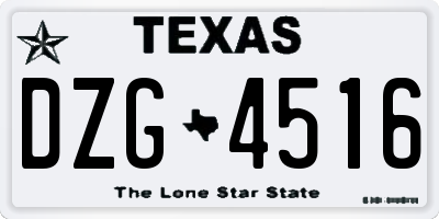 TX license plate DZG4516