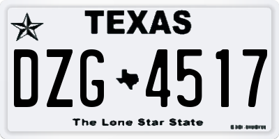 TX license plate DZG4517