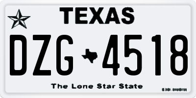 TX license plate DZG4518