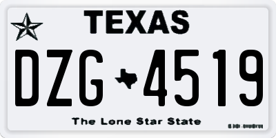 TX license plate DZG4519