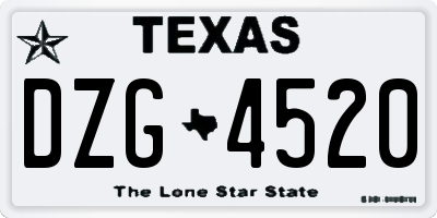 TX license plate DZG4520