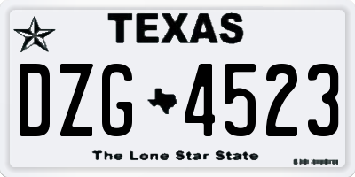 TX license plate DZG4523