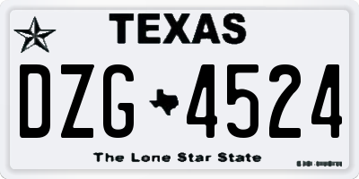 TX license plate DZG4524