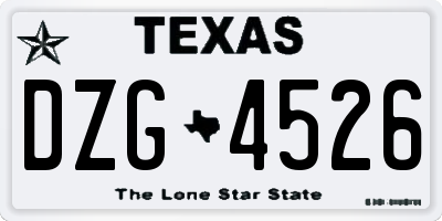 TX license plate DZG4526