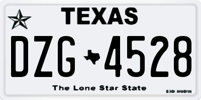 TX license plate DZG4528