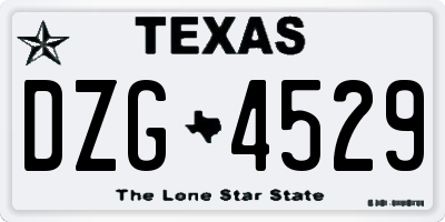 TX license plate DZG4529