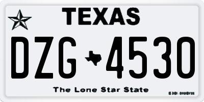 TX license plate DZG4530