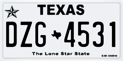 TX license plate DZG4531