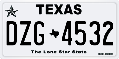 TX license plate DZG4532