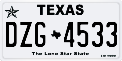 TX license plate DZG4533