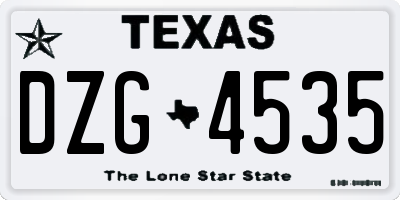 TX license plate DZG4535