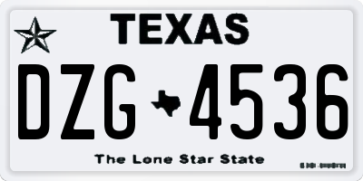 TX license plate DZG4536