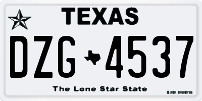 TX license plate DZG4537