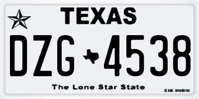 TX license plate DZG4538