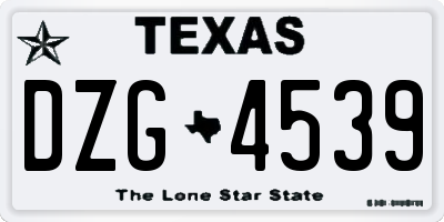 TX license plate DZG4539