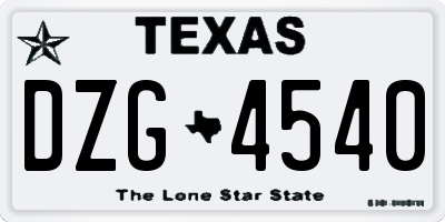 TX license plate DZG4540