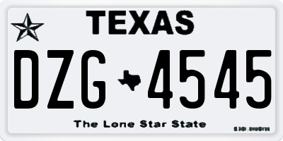 TX license plate DZG4545