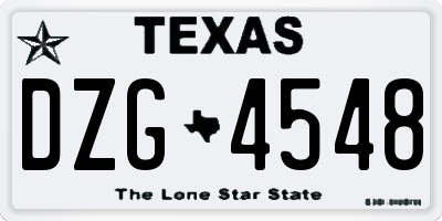 TX license plate DZG4548