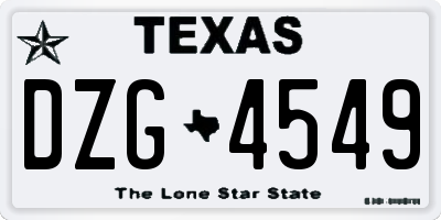 TX license plate DZG4549