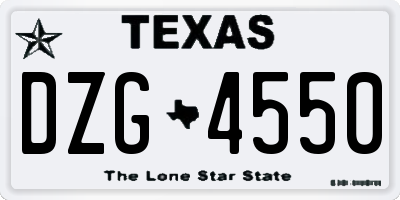 TX license plate DZG4550