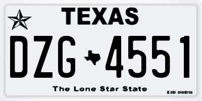 TX license plate DZG4551