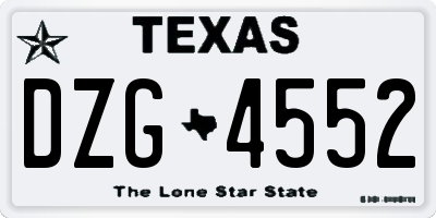TX license plate DZG4552