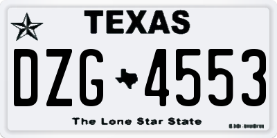 TX license plate DZG4553