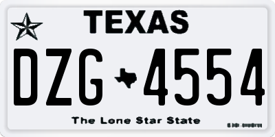 TX license plate DZG4554