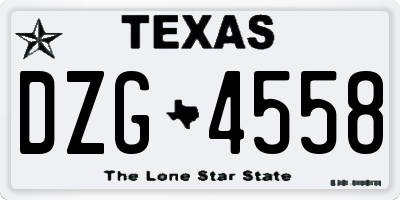 TX license plate DZG4558