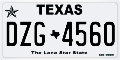 TX license plate DZG4560