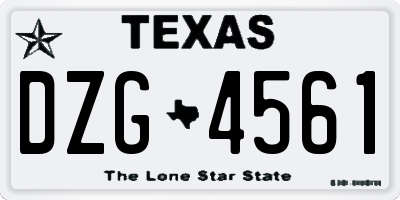 TX license plate DZG4561
