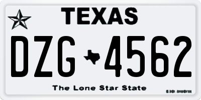 TX license plate DZG4562