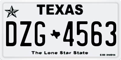 TX license plate DZG4563
