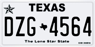 TX license plate DZG4564