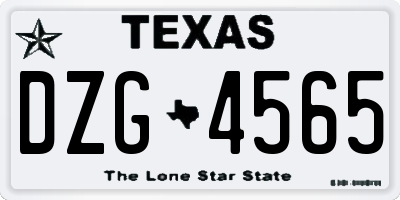 TX license plate DZG4565