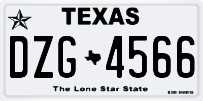 TX license plate DZG4566