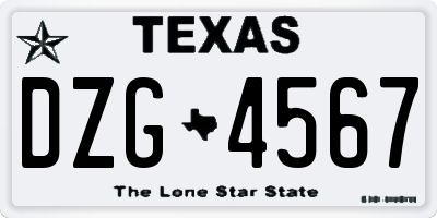 TX license plate DZG4567