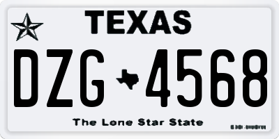 TX license plate DZG4568