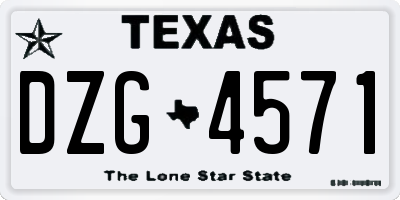 TX license plate DZG4571