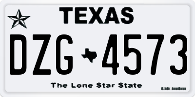 TX license plate DZG4573