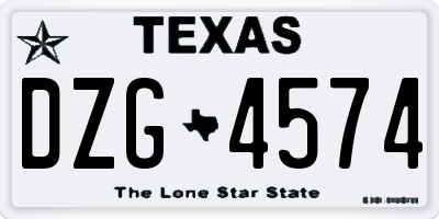 TX license plate DZG4574