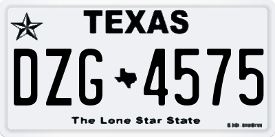 TX license plate DZG4575